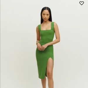 Reformation Cassi Sheath Dress in Avocado, Size Large